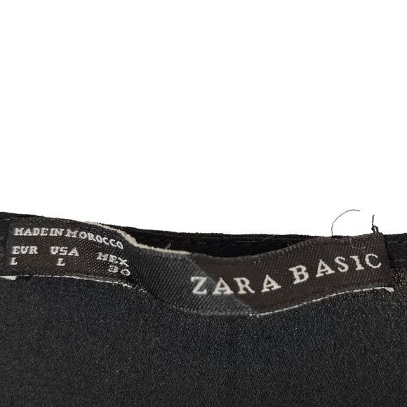 Zara Black Long Sleeve Semi Sheer Blouse Top | Size: Large - Picture 4 of 6